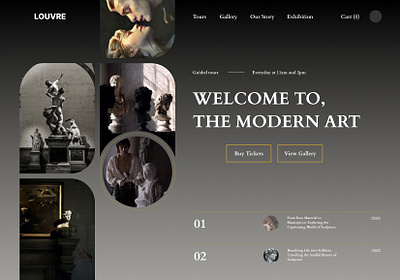 Louvre Art Gallery Landing Page animation app art branding des design gallery graphic design icon illustration logo ui