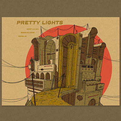 Pretty Lights - Denver & Dillon crystal electronic foil gig gold poster pretty lights sci fi screen print temple