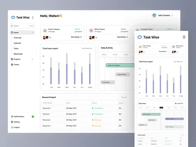 Time Tracking & Productivity Monitoring Tool 2024 agency business agency websites creative dashboard design management time tracker trendy design ui