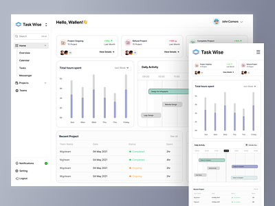Time Tracking & Productivity Monitoring Tool 2024 agency business agency websites creative dashboard design management time tracker trendy design ui