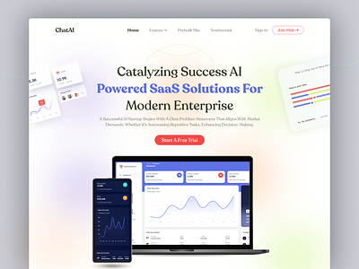 ChatAI SaaS Landing Page🔥 ai artificial intelligence business gradient home page inspiration landing page minimal product website saas design saas product software ui ux ui web design
