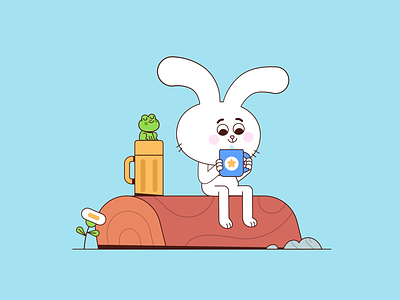 Summer Friends #2 2d afternoon animation best friends bunny character coffee design fireflies friends frog gif illustration morning night playing cards rabbit summer summer time thelittlelabs