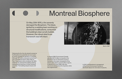 Montreal Biosphere ad beige biosphere brutalism figma font graphic graphic design grotesk minimal montreal poster style swiss