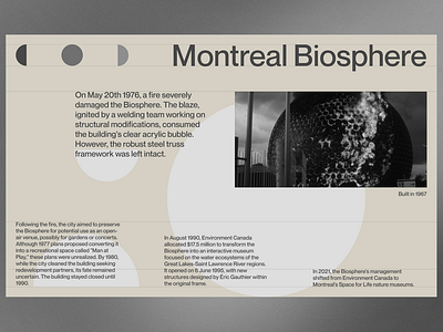 Montreal Biosphere ad beige biosphere brutalism figma font graphic graphic design grotesk minimal montreal poster style swiss