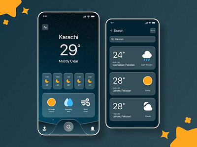 Weather App Design app branding cloud design figma graphic design night product design rain rainy thunder ui ux weather weather app