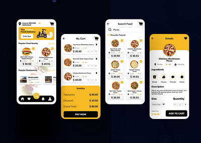 Food Delivery Application UI Design app branding design food delivery app product design ui ui desugn ux