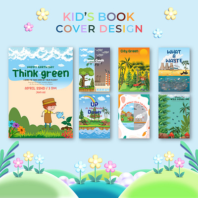 kid's book cover design branding concept cover creative custom design design evvironment graphic design illustration kids book logo pollution ui vector