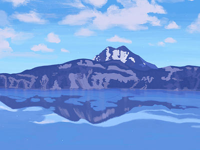 Crater Lake Illustration digital illustration digital painting illustration mountain nature illustration