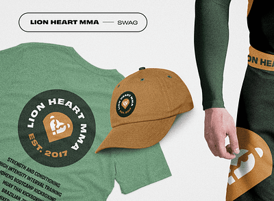 MMA brand swag brand branding design hat heart lion logo mixed martial arts mma rashguard shirt shorts swag web