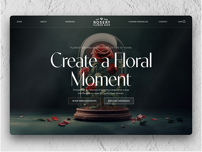 Florist Home Hero Section 3d ecommerce elegant florals florist flowers glass hero section rose typography ui ux uxux web web design