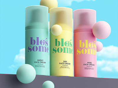 Blossome 3d render 3ds max branding cosmetics product cgi product design product photography typography