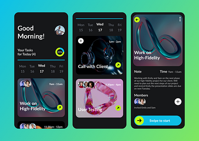 Task Master 📱 50 android app app interaction calendar colour daily dark mode design illustration iphone list mobile productivity schedule task manager to do track ui ux