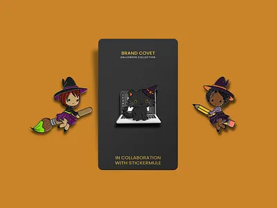 Stickermule Halloween Pin Designs cats enamel pin enamel pins graphic design halloween illustration pins stickermule witches witchy