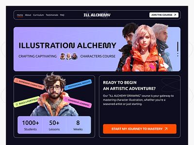 🎨 Landing for an illustration course 3d ai artistic artisticjourney character characterillustration course creativity design gpt graphic design hero illustration illustrationcourse landing logo ref