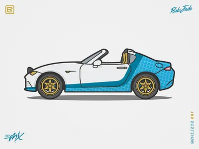 reMX - BekiJade blue car gold illustration livery mazda mermaid minimal scales vector white