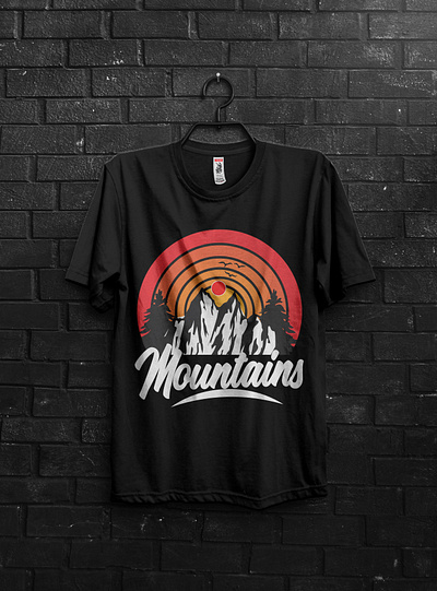 Mountains, outdoor & Hiking t-shirt design wilderness