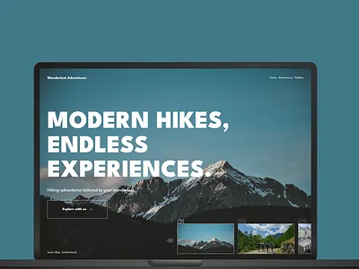 Hero Section Exploration - Wanderlust Adventures adventure bold typography creative direction design hero section hiking ui visual visual design web design