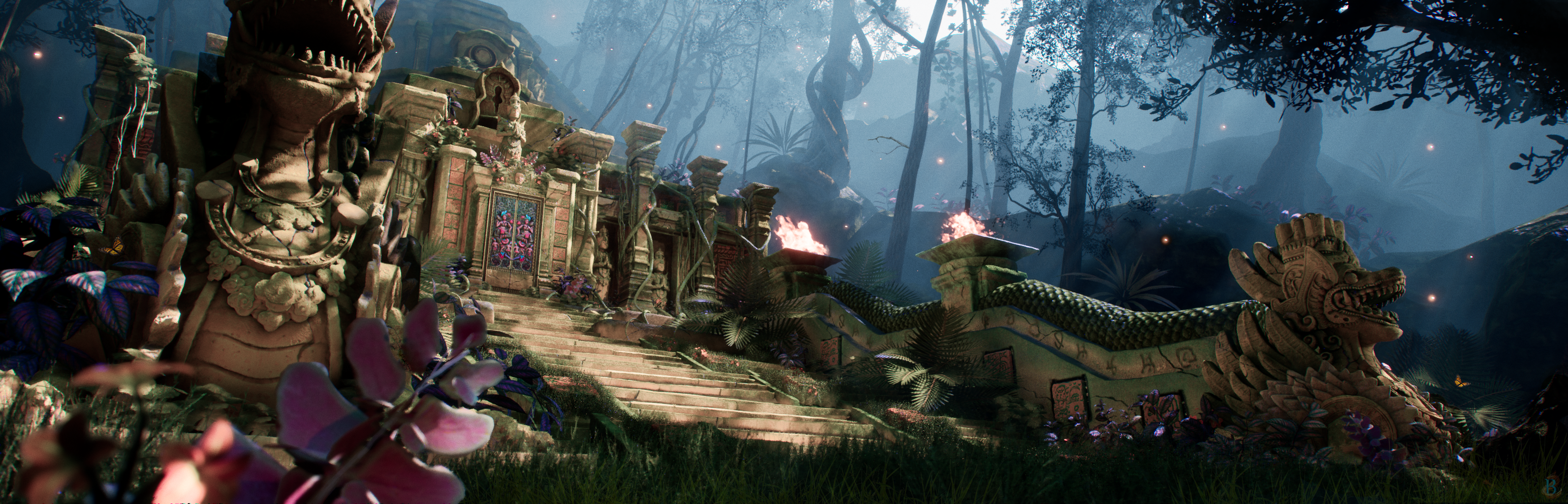 Jungle Temple 3d aftereffects architecture art baking design environment gameart games jungle lighting marmoset maya mayan modeling ruins sculpting speedtree texturing unreal 5