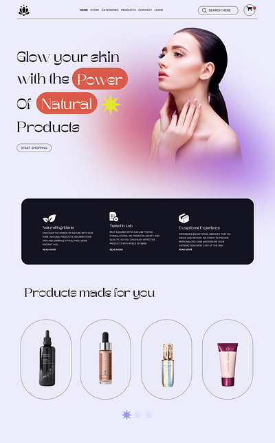 Cosmetics Products Web Design | Natural Products UI Design cosmetic design graphic design home page ui ui design ui designer uiux ux ux design web web design website