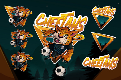 cheetahs artwork branding cartoon character football graphic design logo mascot sport