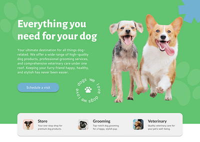 Dogs store, grooming & veterinary design graphic design