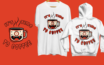 it's time to coffee clothing design graphic design hoodie illustration monster tshirt