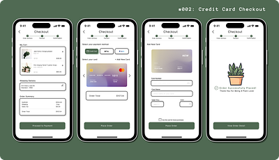 Plant Store App | Daily UI Challenge #002 002 app appui clean creditcard creditcardcheckout dailyui dailyui002 dailyuichallenge design figma figmadesign figmauidesign minimal mobileapp ui uidesign ux uxdesign