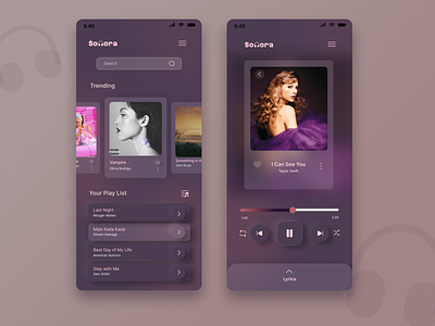 Music Player App UI Design 3d 3d audio player ui aesthetic attractive audio player audio player ui charm charm cool colors cool colors purple uiux violet