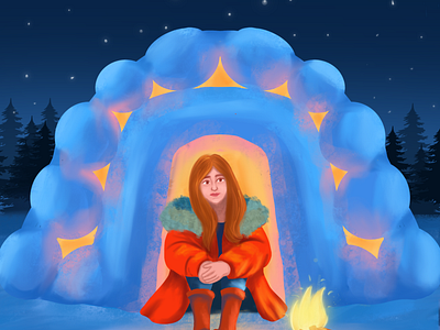 Arctic Moments arctic designs drawing girl igloo illustration procreate