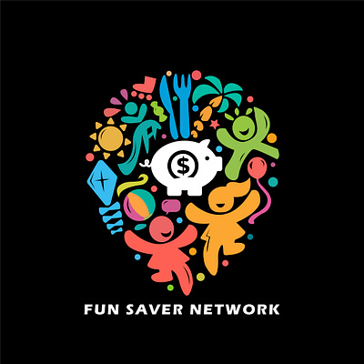 Fun Saver Network logo adobe illustrator branding creative design designer flat arts fun graphic design illustration logo logodesign network
