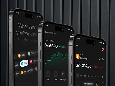 Treding - Crypto Investment Mobile App bitcoin blockchain chart clean crypto crypto app crypto currency crypto wallet exchange finance investment ios 16 iphone 14 mobile app mobile design nft onboarding trading uiux web3