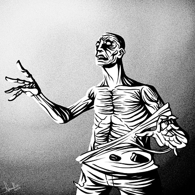 Zombie blackandwhite bnw creature dark darkart digital horror illustration lineart livingdead monochrome monster terror undead zombie