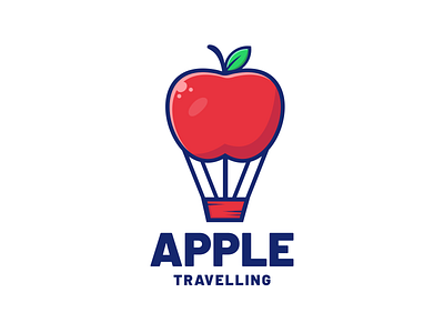 Apple Travelling Logo air ballon app apple branding delivery design dual meaning fruit graphic design icon illustration logo red ui ux vector