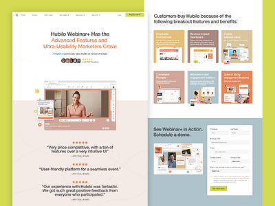 Hubilo - Landing Page Design advertising design illustration landing page lead marketing material ui visual