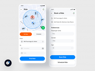 Car Ride & Rental App UI Kit app design mobile ui design uikit ux