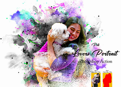 Pets Lovers Portrait Photoshop Action pet watercolor