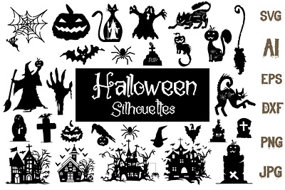 Halloween silhouettes Bundle app branding design graphic design illustration logo typography ui ux vector