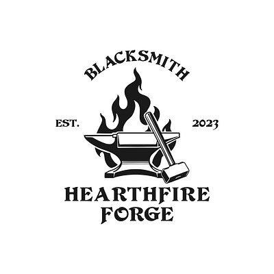 Hearthfire Forge anvil blacksmith branding design fire forge graphic design hammer hearth illustration logo metal vector