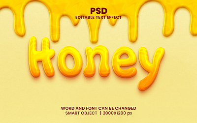 Honey liquid 3D Editable Photoshop Text Effect Template downlaod honey logo honey packaging design juicy text effect mango juice psd text effect typeface design