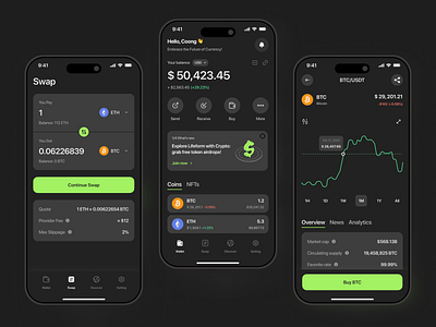 Cryptor Wallet Mobile App app blockchain branding cryptor design figma graphic design illustration mobi mobile app mobile app design mockup photoshop product trending ui ux vector viral