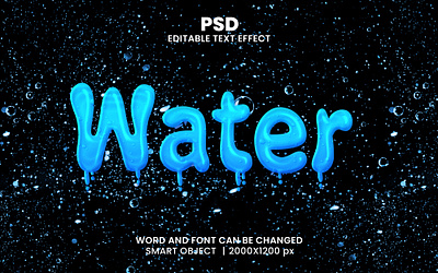 Water 3d editable text effect design blue text effect liquid effect psd mockup sea under water water drop effect