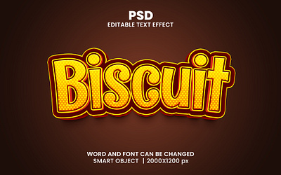 Biscuit 3d editable text effect design cake design food text effect packaging design psd mockup