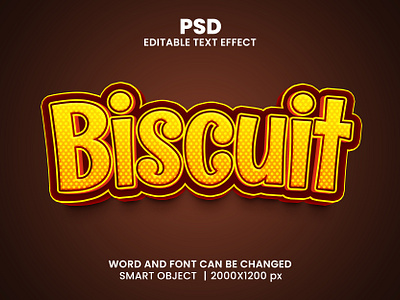 Biscuit 3d editable text effect design cake design food text effect packaging design psd mockup