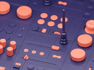 3D UI Kit 3d blender buttons clay controls elements graphic design illustration modeling render slider switch tech ui