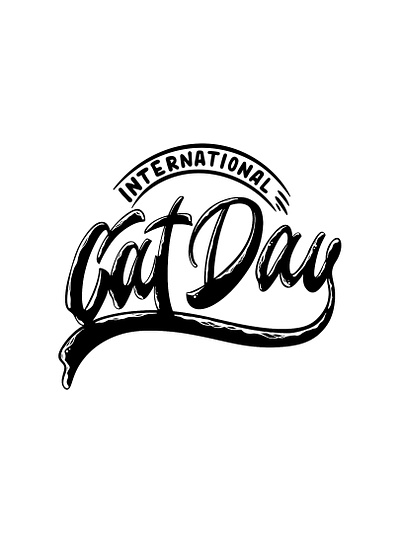 International Cat Day Lettering apparel calligraphy cat day charity clothing custom font custom logo hand drawn lettering liquid text art