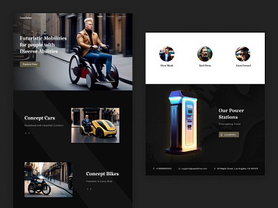 Futuristic Mobilities - AI Home Page ai aidesigns aitools dark theme disables elon musk fun with ai tools futuristic mobilities uiux user experience user interface website