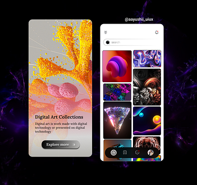 Digital Art Collection Mobile App Design appdesign behance dailyui design digitalart dribbble figma graphic design mobileapp ui uitrends uiux uiuxdesign