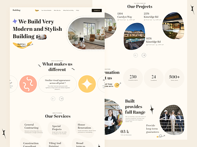 Construction Company landing architecture building clean construction contact design home page interface landing layout minimal modern one page projects services testimonials ui ux web