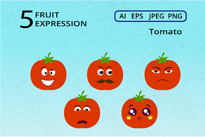 Fruit Expression -Tomato #5 adobe illustrator design digital expression fruit graphic graphic design icon illustration tomato vector