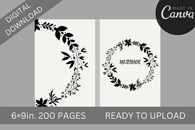 INTERIOR+COVER FOR FLOWER KDP LINED PAPER, LOW CONTENT BOOK branding design graphic design illustration kindle direct pub logo typography ui ux vector